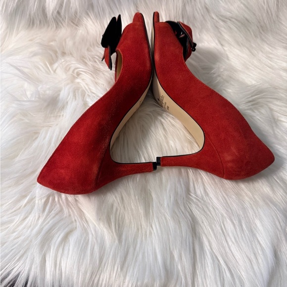 Kate Spade Red Suede Peep-Toe Heels - Picture 7 of 11